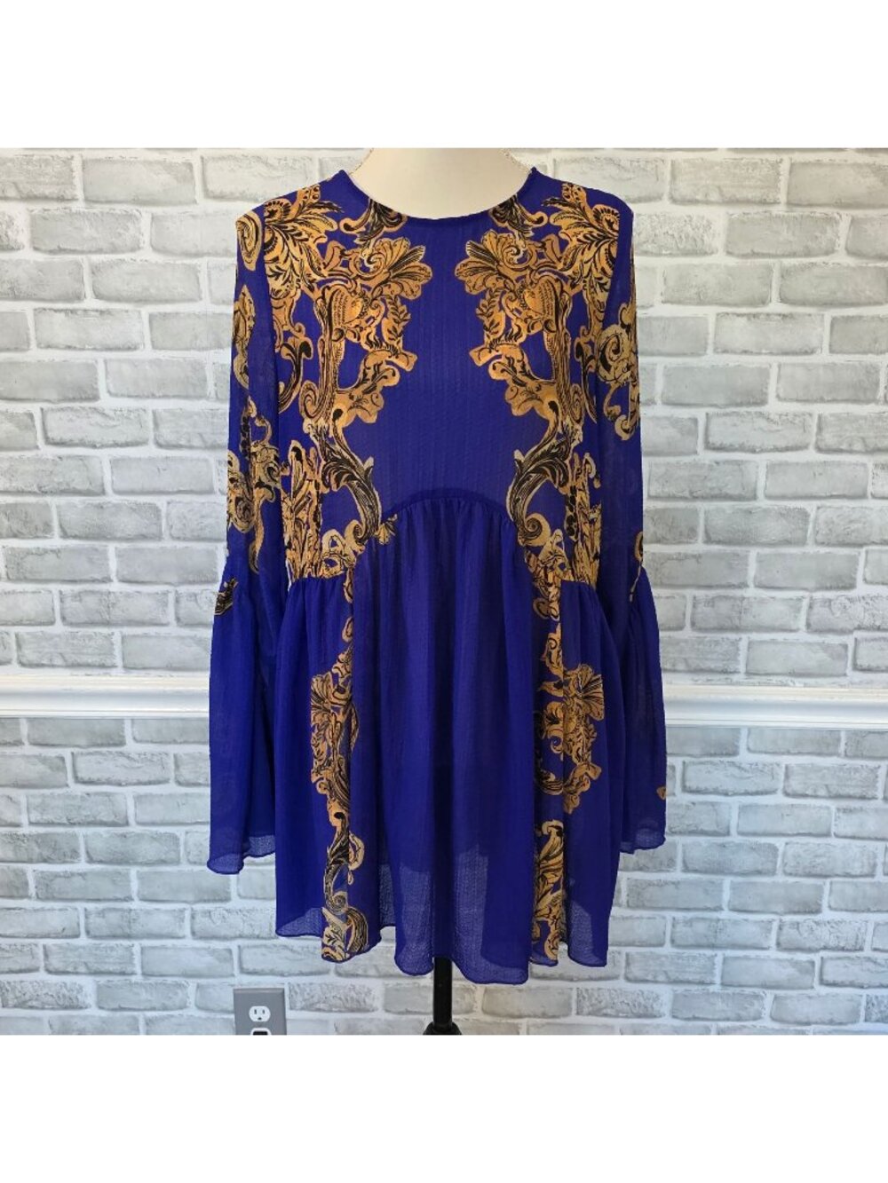Free People Intimately Symphony Swing Slip Dress Bell Sleeve Baroque Rococco S